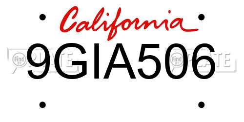 9GIA506 California License Plate