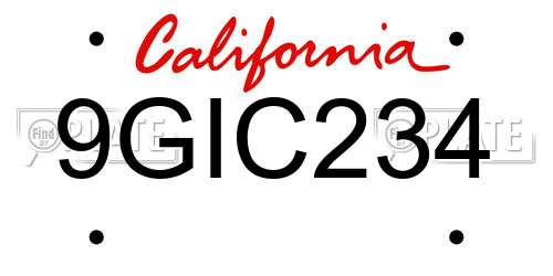 9GIC234 California License Plate