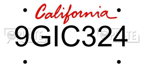 9GIC324 California License Plate