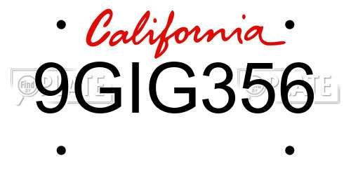 9GIG356 California License Plate