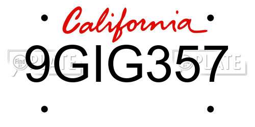 9GIG357 California License Plate