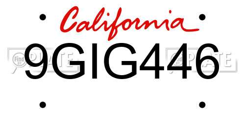 9GIG446 California License Plate