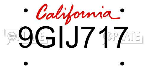 9GIJ717 California License Plate