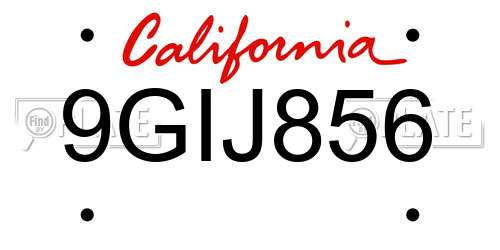 9GIJ856 California License Plate