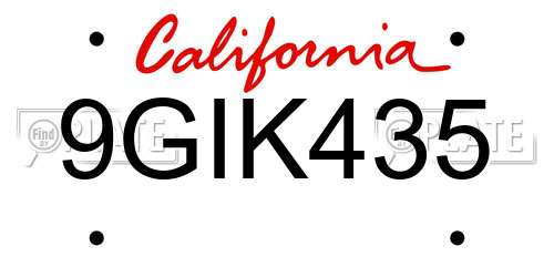 9GIK435 California License Plate
