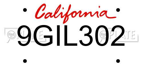 9GIL302 California License Plate