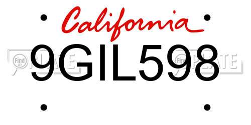 9GIL598 California License Plate
