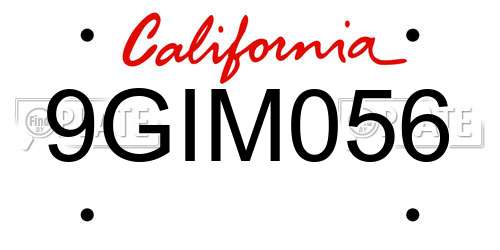 9GIM056 California License Plate