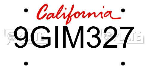 9GIM327 California License Plate