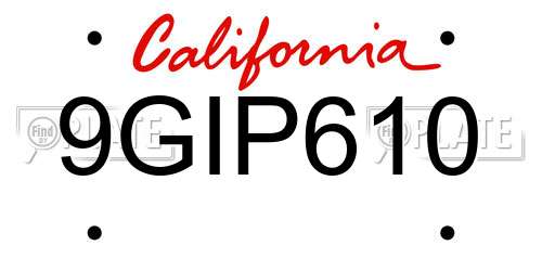 9GIP610 California License Plate