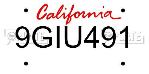 9GIU491 California License Plate