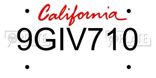 9GIV710 California License Plate