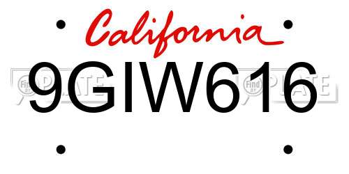 9GIW616 California License Plate