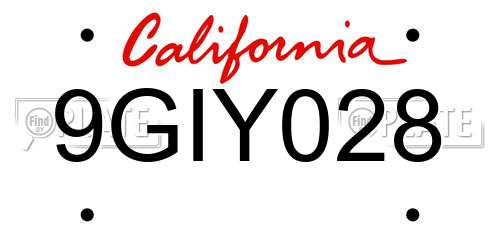 9GIY028 California License Plate