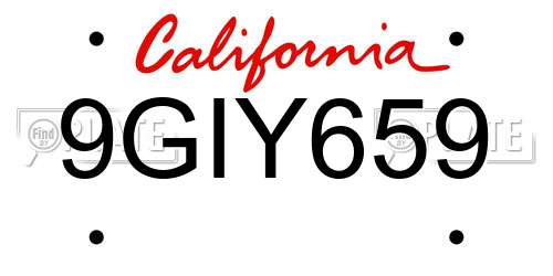 9GIY659 California License Plate