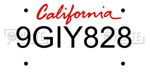 9GIY828 California License Plate
