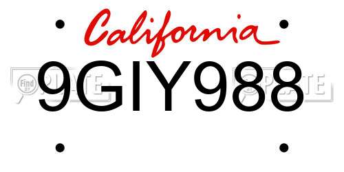 9GIY988 California License Plate