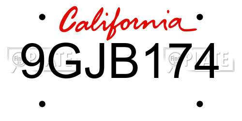 9GJB174 California License Plate