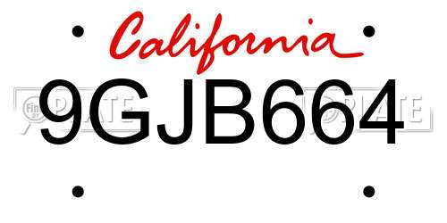 9GJB664 California License Plate