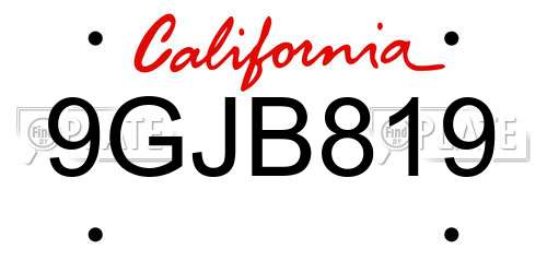 9GJB819 California License Plate