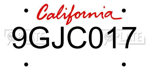 9GJC017 California License Plate