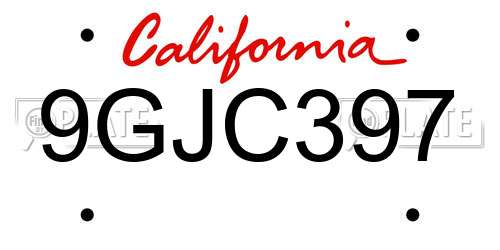 9GJC397 California License Plate