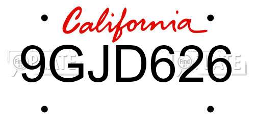 9GJD626 California License Plate