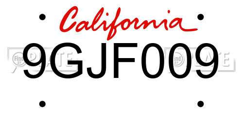 9GJF009 California License Plate