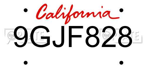 9GJF828 California License Plate