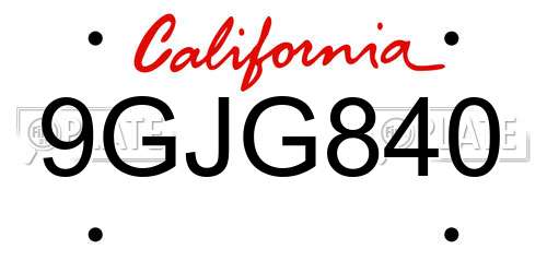 9GJG840 California License Plate