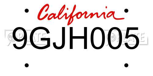 9GJH005 California License Plate