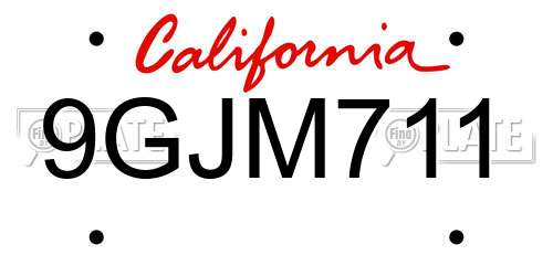 9GJM711 California License Plate