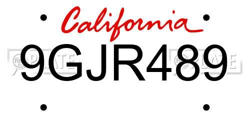 9GJR489 California License Plate