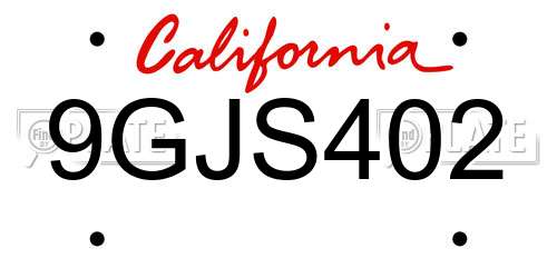 9GJS402 California License Plate