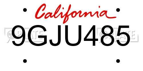 9GJU485 California License Plate