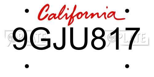 9GJU817 California License Plate