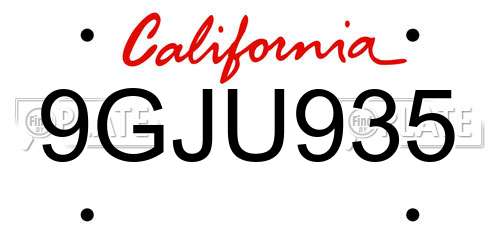 9GJU935 California License Plate
