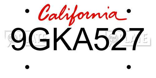 9GKA527 California License Plate