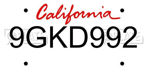 9GKD992 California License Plate