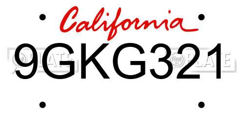 9GKG321 California License Plate