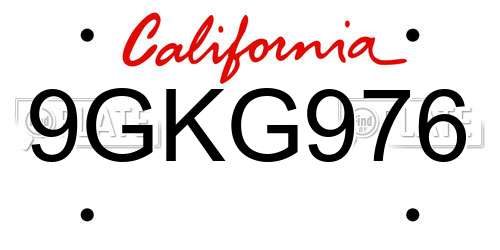 9GKG976 California License Plate