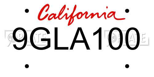 9GLA100 California License Plate