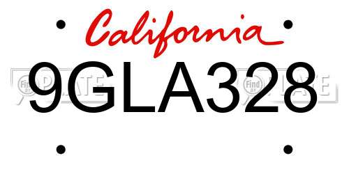 9GLA328 California License Plate