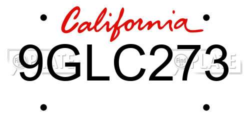 9GLC273 California License Plate