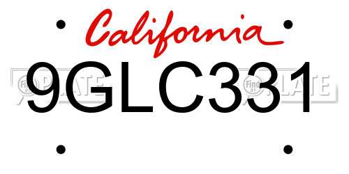 9GLC331 California License Plate