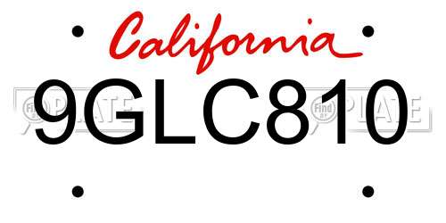 9GLC810 California License Plate