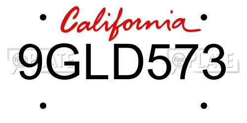 9GLD573 California License Plate