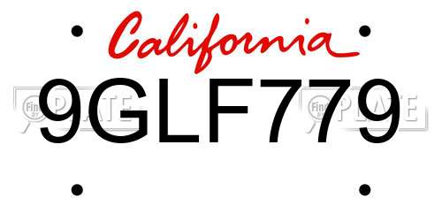 9GLF779 California License Plate