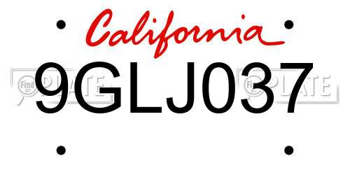 9GLJ037 California License Plate