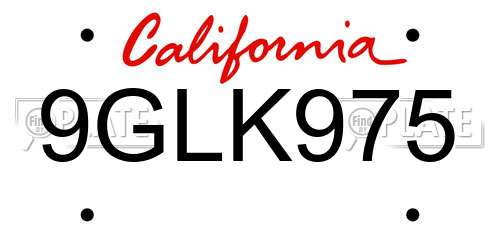 9GLK975 California License Plate